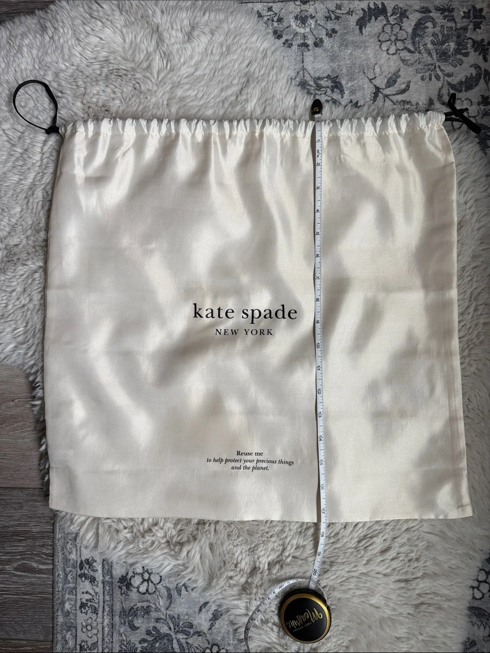 kate spade New York Cream Satin Drawstring Dust Bag